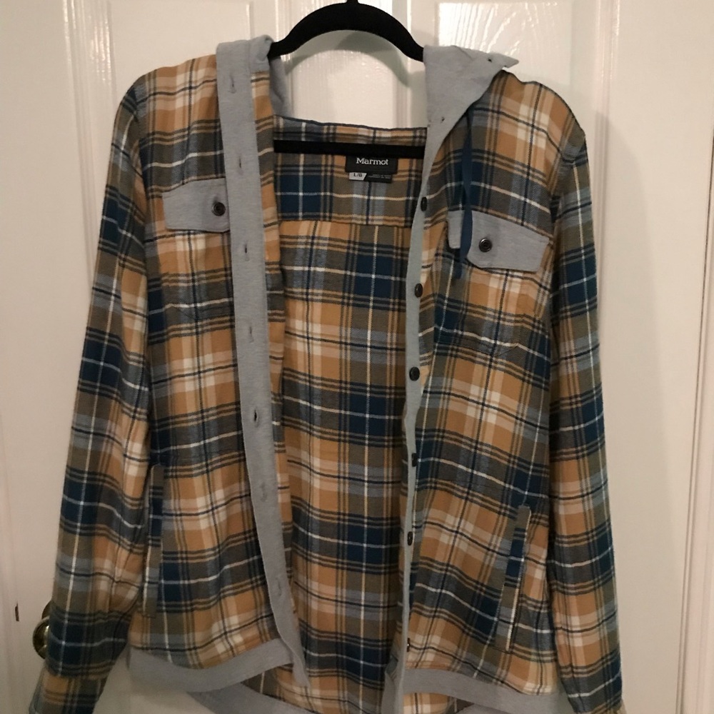 REI COLORED FLANNEL WITH HOODIE